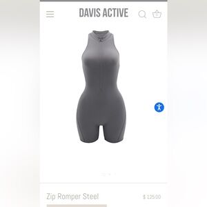 Davis active Zip romper Steel m/l